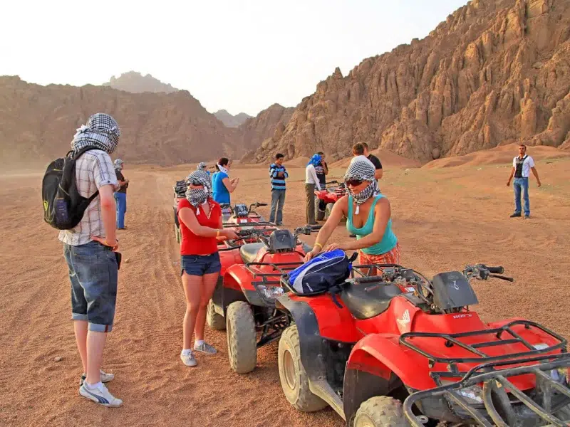 private quad bike tour Hurghada - desert landscape with quad bikes